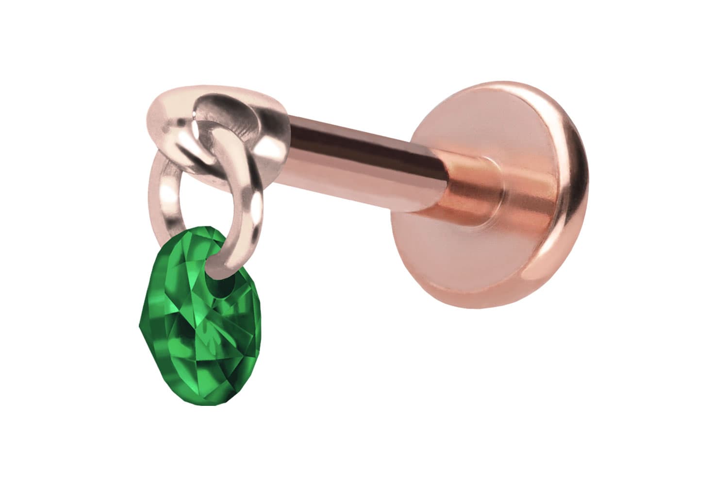 Titan Labret Piercing mit Push Fit RUNDER KRISTALL